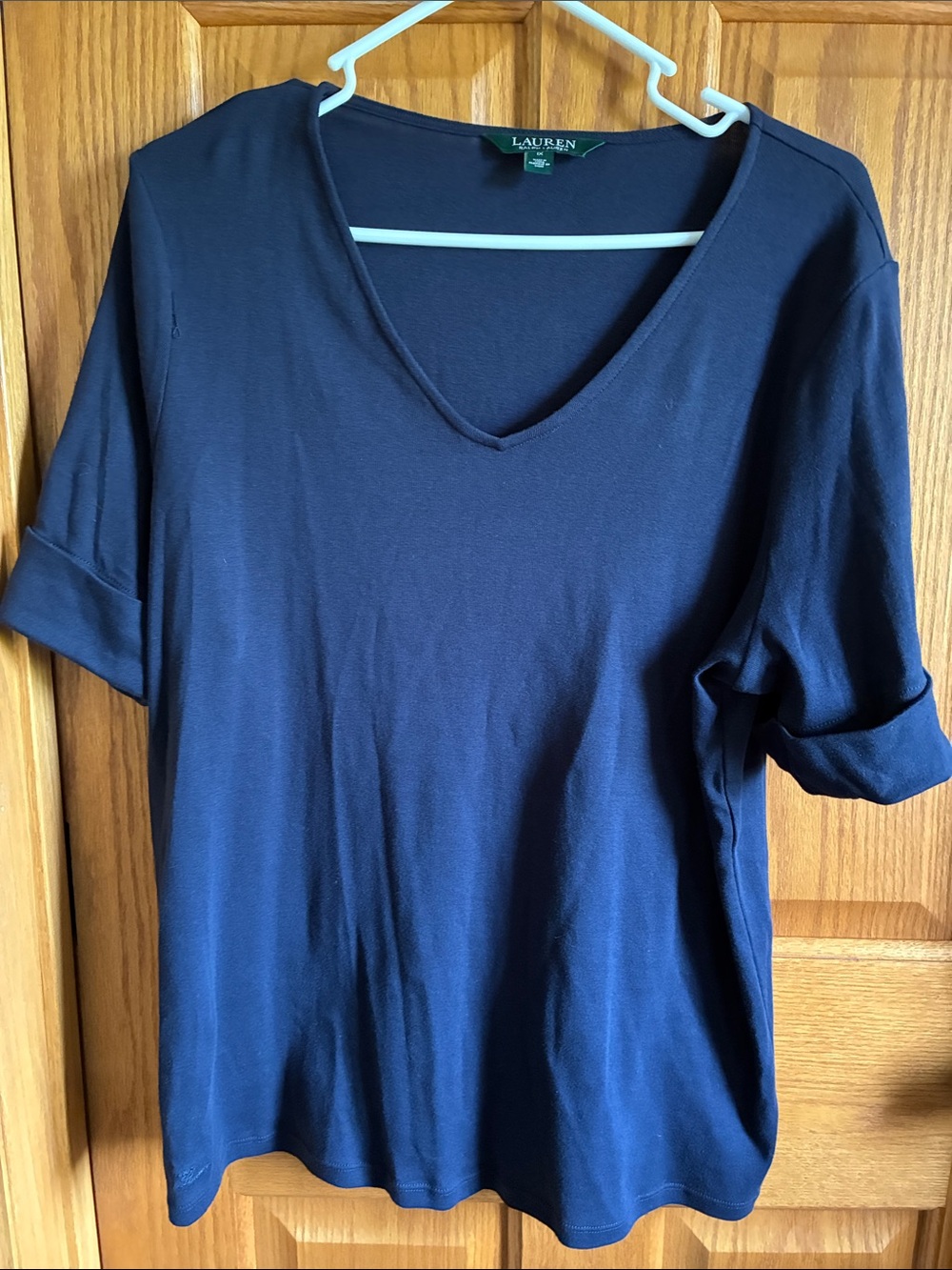 Lauren Ralph Lauren Navy V-Neck Short Sleeve Top